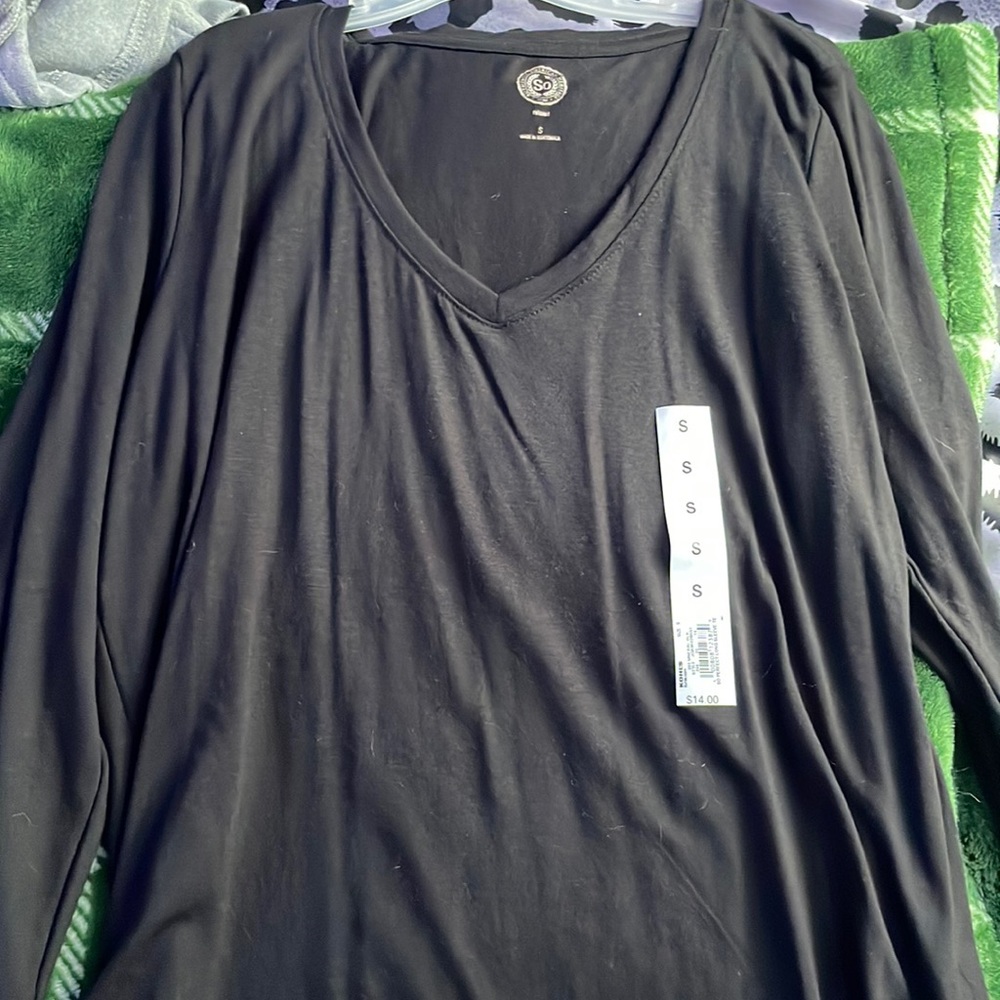 black long sleeve, size small, brand: SO